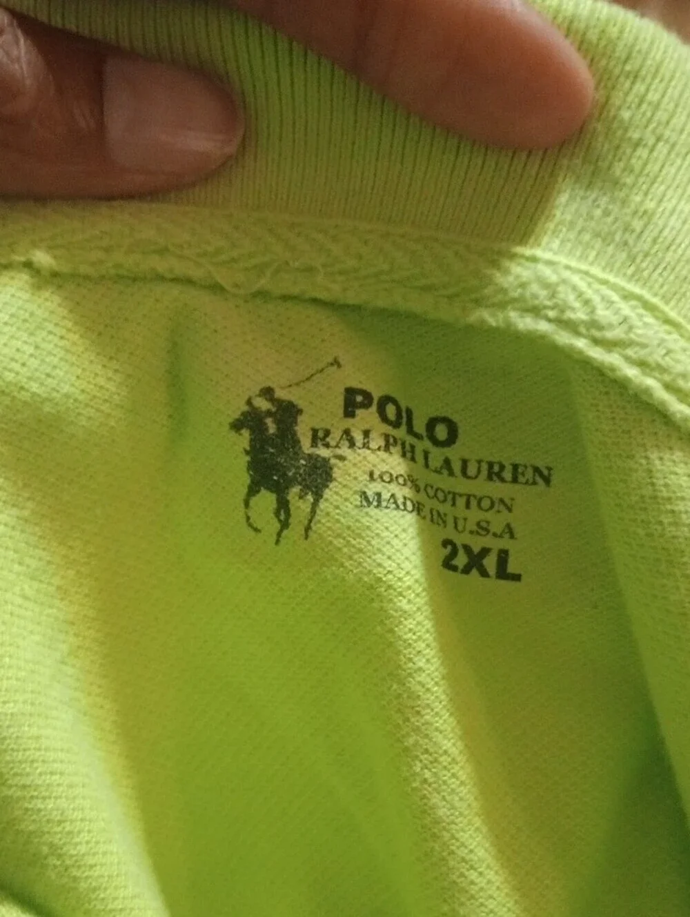 Men's Polo Ralph Lauren Big Pony 3 Lime Green Golf Collar Short Sleeve Shirt 2XL